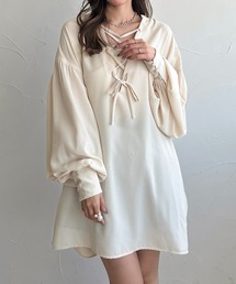 【apres jour clair】レースアップチュニックブラウス