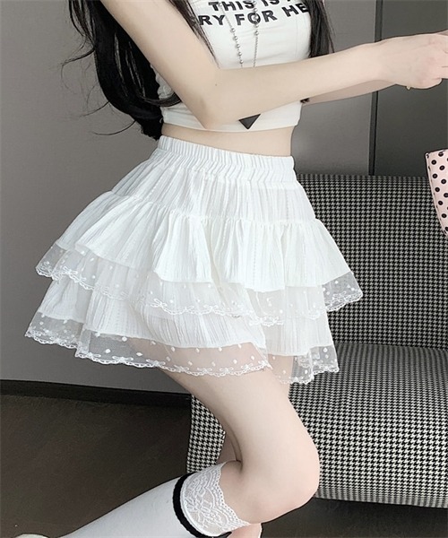 FREE STYLISTS(フリー スタイリスト)の「レースフリルミニスカート(スカート・レディース・ホワイト/ブラック・FREE)」の16枚目の写真