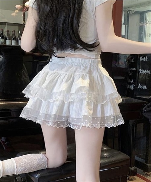 FREE STYLISTS(フリー スタイリスト)の「レースフリルミニスカート(スカート・レディース・ホワイト/ブラック・FREE)」の15枚目の写真