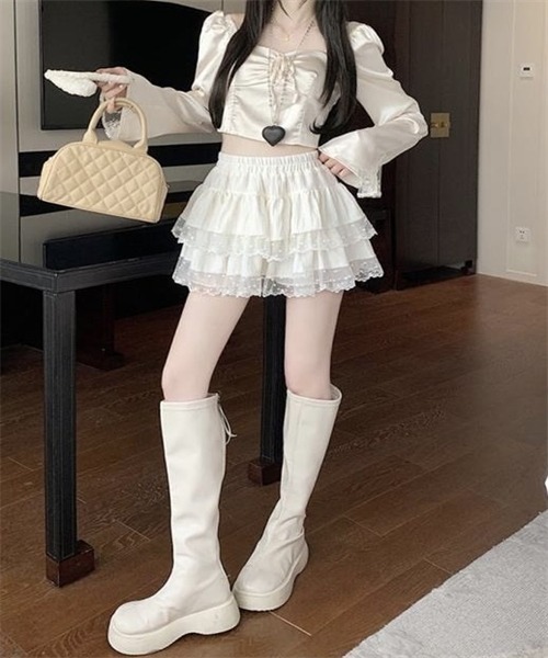 FREE STYLISTS(フリー スタイリスト)の「レースフリルミニスカート(スカート・レディース・ホワイト/ブラック・FREE)」の7枚目の写真