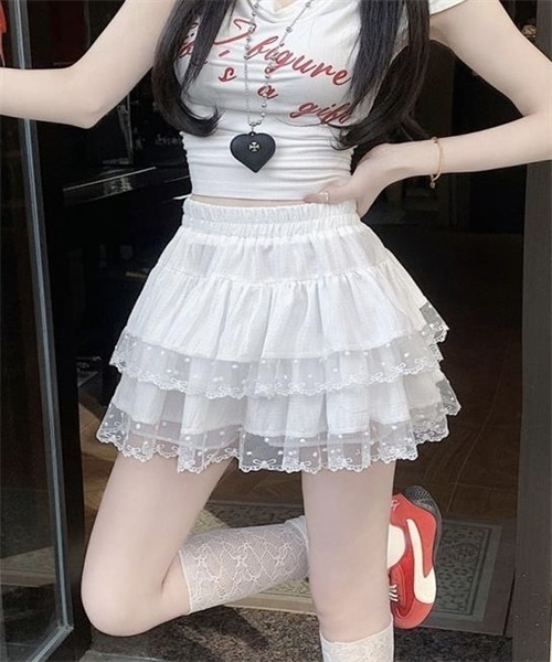 FREE STYLISTS(フリー スタイリスト)の「レースフリルミニスカート(スカート・レディース・ホワイト/ブラック・FREE)」の18枚目の写真