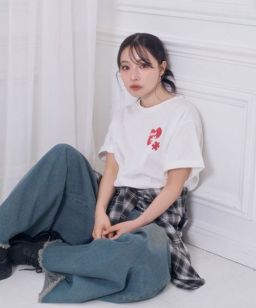ANDGEEBEE（アンジービー）の「UNISEX ハートプリントT（Tシャツ/カットソー・レディース・ホワイト/ブラック・FREE）」の14枚目の写真