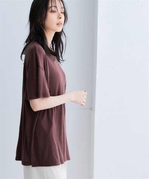 nissen(ニッセン)の「ランダムリブカットソーフレアスリーブボートネックプルオーバー(薄手素材)<大きいサイズ有>(Tシャツ/カットソー・レディース・ブラック/ライトブルー/ラベンダー/ブラウン/グリーン・S/M/L/LL/3L)」の20枚目の写真