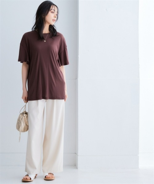 nissen(ニッセン)の「ランダムリブカットソーフレアスリーブボートネックプルオーバー(薄手素材)<大きいサイズ有>(Tシャツ/カットソー・レディース・ブラック/ライトブルー/ラベンダー/ブラウン/グリーン・S/M/L/LL/3L)」の19枚目の写真