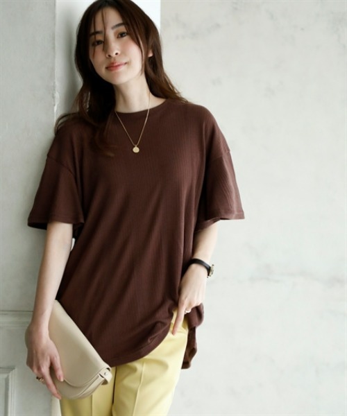 nissen(ニッセン)の「ランダムリブカットソーフレアスリーブボートネックプルオーバー(薄手素材)<大きいサイズ有>(Tシャツ/カットソー・レディース・ブラック/ライトブルー/ラベンダー/ブラウン/グリーン・S/M/L/LL/3L)」の18枚目の写真