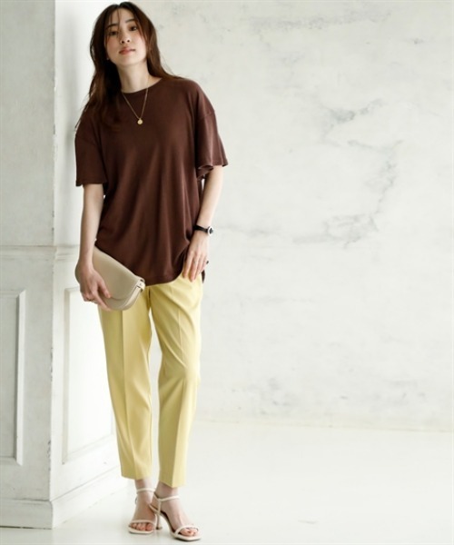 nissen(ニッセン)の「ランダムリブカットソーフレアスリーブボートネックプルオーバー(薄手素材)<大きいサイズ有>(Tシャツ/カットソー・レディース・ブラック/ライトブルー/ラベンダー/ブラウン/グリーン・S/M/L/LL/3L)」の17枚目の写真