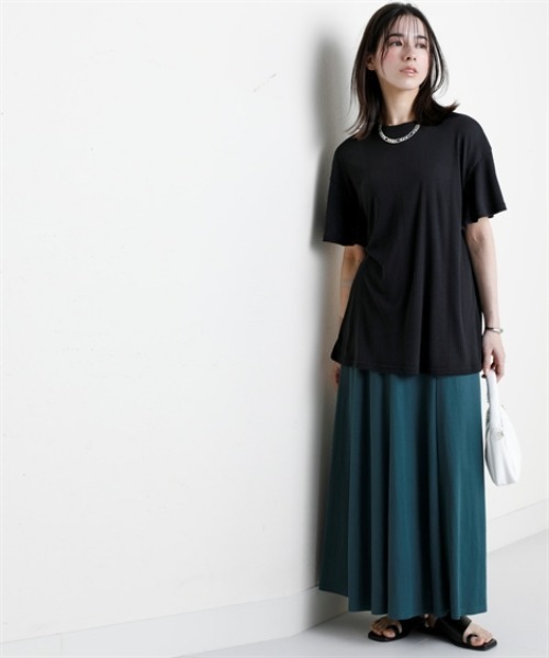 nissen(ニッセン)の「ランダムリブカットソーフレアスリーブボートネックプルオーバー(薄手素材)<大きいサイズ有>(Tシャツ/カットソー・レディース・ブラック/ライトブルー/ラベンダー/ブラウン/グリーン・S/M/L/LL/3L)」の22枚目の写真