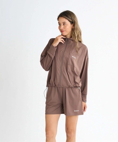 ROXY（ロキシー）の「AURORA STAND/ロキシードローコード付き長袖ジップアップラッシュガード(水着）（ラッシュガード・レディース・ホワイト/ピンク/ブラウン/ブラック/オフホワイト/ブラック系その他・SMALL/MEDIUM/LARGE）」の5枚目の写真