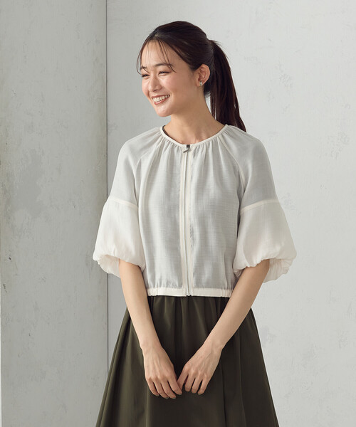 COMME CA ISM(コムサイズム)の「バルーンスリーブ シア―ブルゾン(ブルゾン・レディース・ブラック/ホワイト・LARGE/MEDIUM)」の2枚目の写真