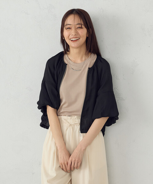 COMME CA ISM(コムサイズム)の「バルーンスリーブ シア―ブルゾン(ブルゾン・レディース・ブラック/ホワイト・LARGE/MEDIUM)」の1枚目の写真