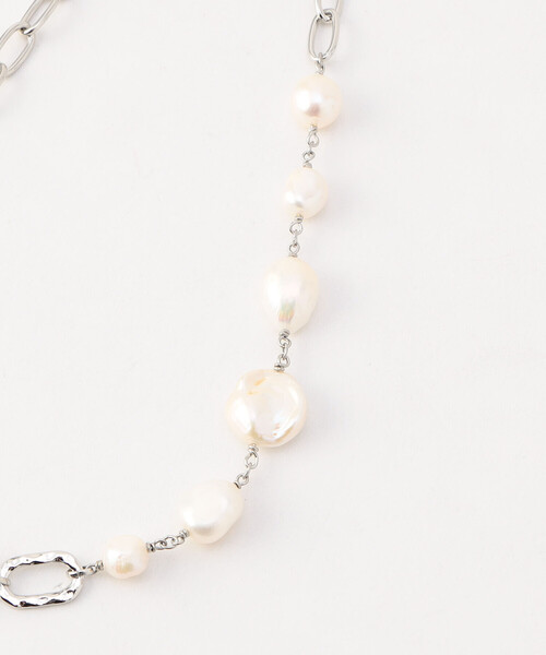 K.T KIYOKO TAKASE（キヨコタカセ）の「淡水パールショート ネックレス（ネックレス・レディース・ホワイト×シルバー・FREE）」の5枚目の写真