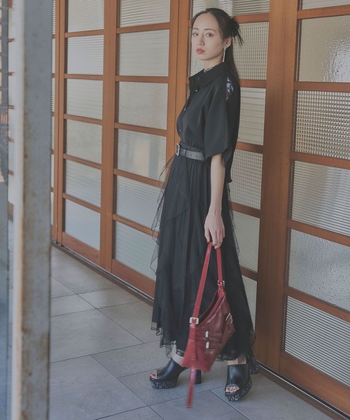 HARE(ハレ)の「トロミカタアキショートシャツ(HARE)(シャツ/ブラウス・レディース・ブルー/ブラック/オレンジ/ピンク・FREE)」の8枚目の写真