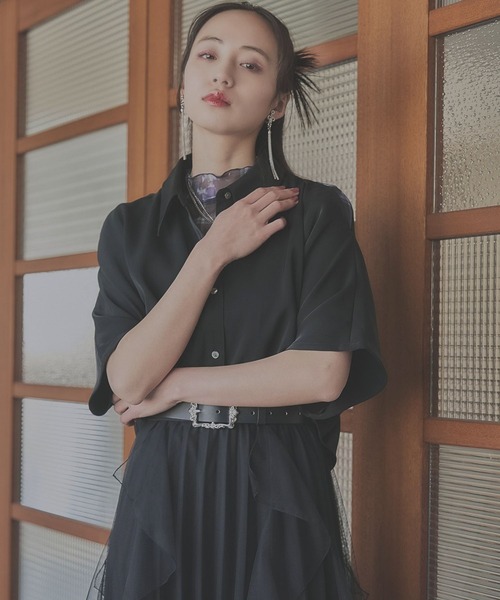 HARE(ハレ)の「トロミカタアキショートシャツ(HARE)(シャツ/ブラウス・レディース・ブルー/ブラック/オレンジ/ピンク・FREE)」の16枚目の写真