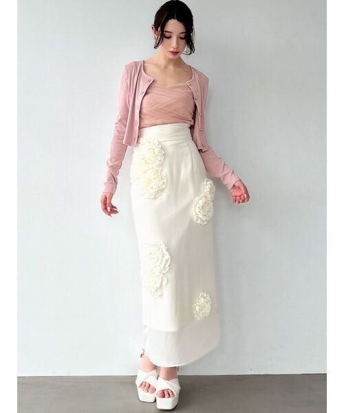 RESEXXY（リゼクシー）の「チュールドッキングアンサンブルトップス（ニット/セーター・レディース・ホワイト/ブラック/ピンク・FREE）」の20枚目の写真