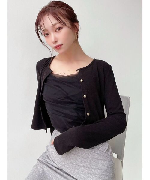 RESEXXY（リゼクシー）の「チュールドッキングアンサンブルトップス（ニット/セーター・レディース・ホワイト/ブラック/ピンク・FREE）」の22枚目の写真