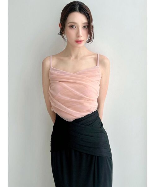 RESEXXY（リゼクシー）の「チュールドッキングアンサンブルトップス（ニット/セーター・レディース・ホワイト/ブラック/ピンク・FREE）」の15枚目の写真