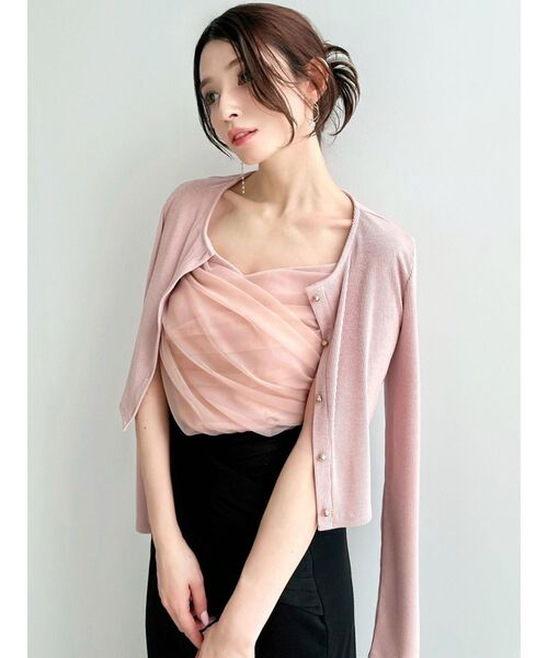 RESEXXY（リゼクシー）の「チュールドッキングアンサンブルトップス（ニット/セーター・レディース・ホワイト/ブラック/ピンク・FREE）」の18枚目の写真