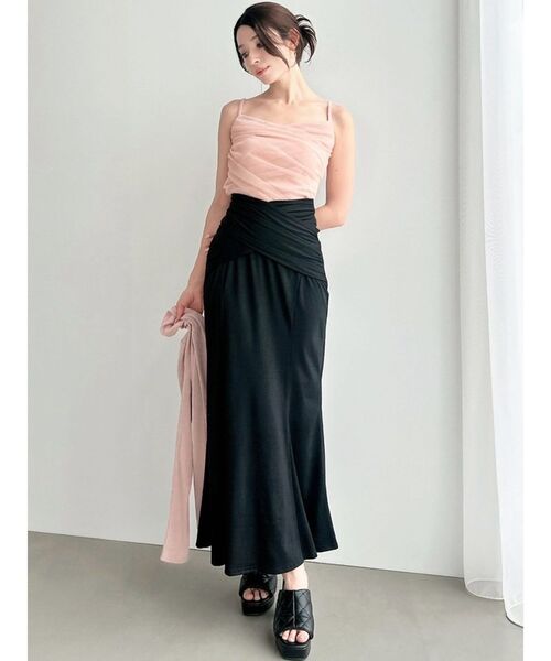 RESEXXY（リゼクシー）の「チュールドッキングアンサンブルトップス（ニット/セーター・レディース・ホワイト/ブラック/ピンク・FREE）」の9枚目の写真