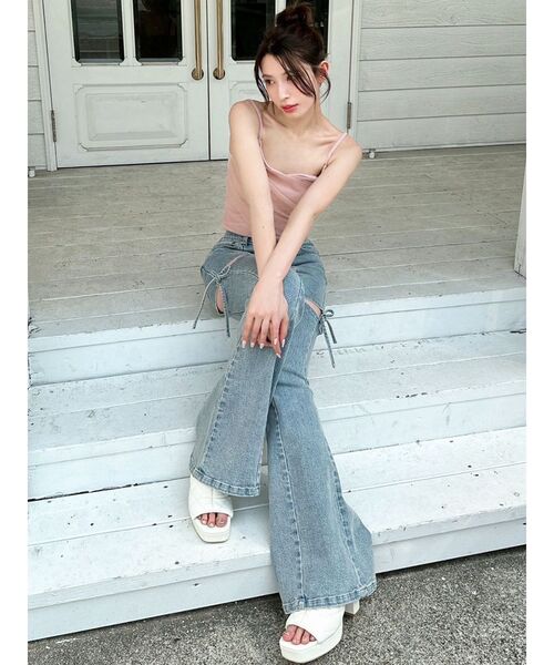 RESEXXY（リゼクシー）の「チュールドッキングアンサンブルトップス（ニット/セーター・レディース・ホワイト/ブラック/ピンク・FREE）」の4枚目の写真