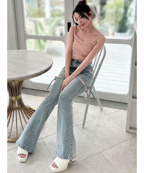 RESEXXY（リゼクシー）の「チュールドッキングアンサンブルトップス（ニット/セーター・レディース・ホワイト/ブラック/ピンク・FREE）」の6枚目の写真