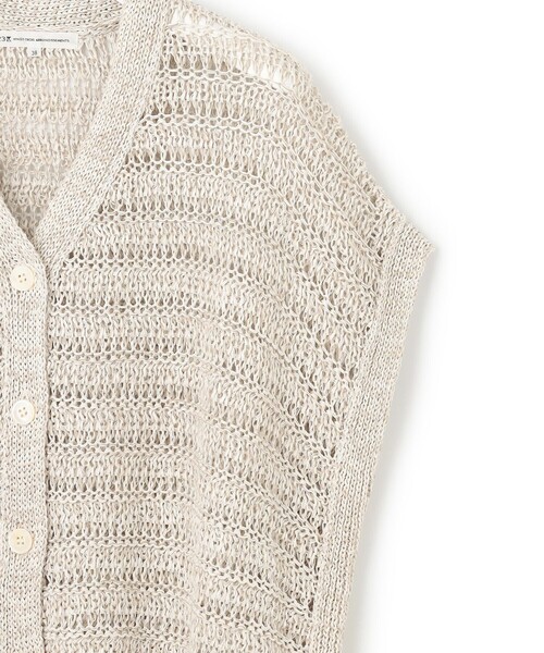 23区 S(ニジュウサンクチイサイサイズ)の「【洗える】テープミックススカシ ドルマン ニットベスト(ベスト・レディース・ダークブラウン系5/ベージュ系5・32)」の8枚目の写真