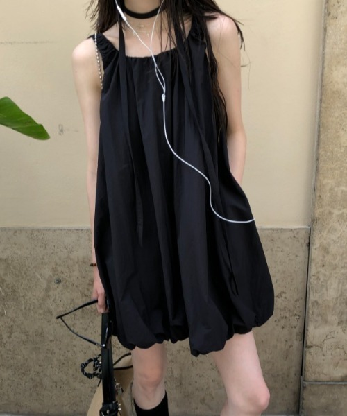gossip!ロサンゼルス(ゴシップロサンゼルス)の「ノースリーブ バルーンミニワンピース(ワンピース・レディース・ブラック/ホワイト/カーキ・FREE)」の2枚目の写真
