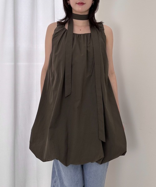 gossip!ロサンゼルス(ゴシップロサンゼルス)の「ノースリーブ バルーンミニワンピース(ワンピース・レディース・ブラック/ホワイト/カーキ・FREE)」の11枚目の写真