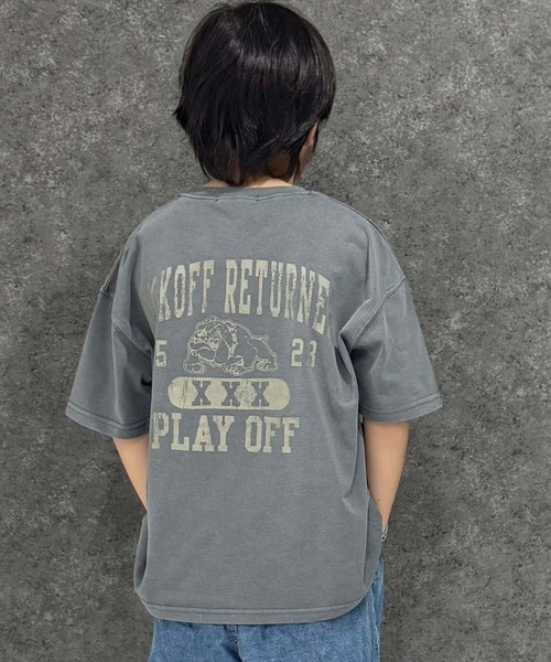 THE CASUAL（カジュアル）の「ピグメント染め　オーバーサイズ　バックプリント　半袖　Tシャツ（Tシャツ/カットソー・キッズ・ブラック/グレー系/ダークグリーン/チャコール/ネイビー/パープル・160cm/150cm/140cm/130cm/120cm/110cm）」の4枚目の写真