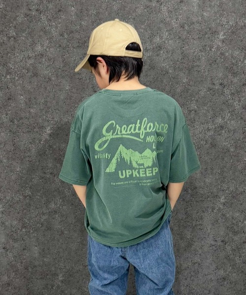 THE CASUAL（カジュアル）の「ピグメント染め　オーバーサイズ　バックプリント　半袖　Tシャツ（Tシャツ/カットソー・キッズ・ブラック/グレー系/ダークグリーン/チャコール/ネイビー/パープル・160cm/150cm/140cm/130cm/120cm/110cm）」の2枚目の写真