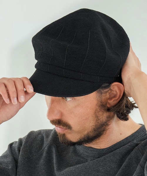 CAMBIO（カンビオ）の「mko12737-Checker Knit Thermo Casquette キャスケット（キャスケット・メンズ・ブラック/ベージュ/グレー・FREE）」の4枚目の写真