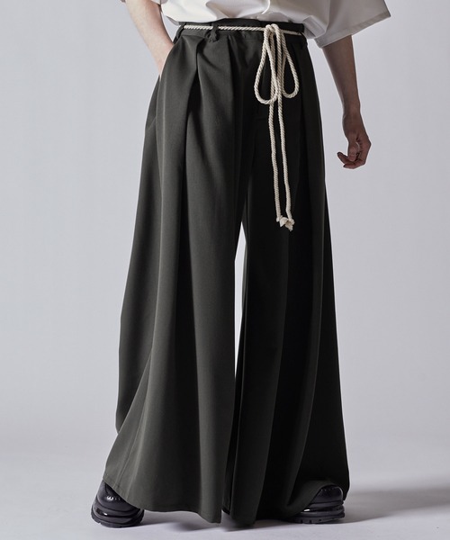 clel TRルーズ 袴パンツ ＆ 縄紐ベルト ブラック S CLEL】TR Loose HAKAMA Pants & Rope Belt/TRルーズ 袴パンツ