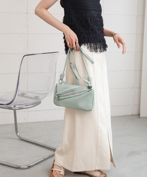 Bab（バブ）の「ZIPデザイン2WAYショルダーバッグ（ショルダーバッグ・レディース・ブラック/アイボリー/ピンク/シルバー/グリーン・ONESIZE）」の14枚目の写真