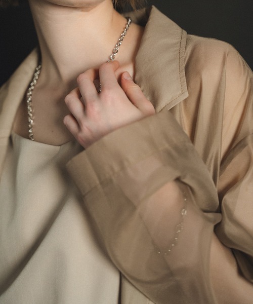 et.UNiVER(エトユニベール)の「Pleats skirt sheer jk set up(ドレス・レディース・ブラウン/ベージュ/ブラック・SMALL/LARGE/MEDIUM)」の17枚目の写真