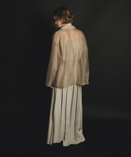 et.UNiVER(エトユニベール)の「Pleats skirt sheer jk set up(ドレス・レディース・ブラウン/ベージュ/ブラック・SMALL/LARGE/MEDIUM)」の12枚目の写真