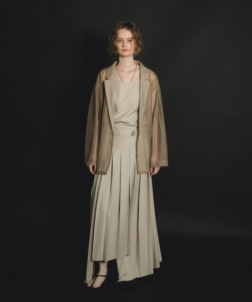 et.UNiVER(エトユニベール)の「Pleats skirt sheer jk set up(ドレス・レディース・ブラウン/ベージュ/ブラック・SMALL/LARGE/MEDIUM)」の11枚目の写真