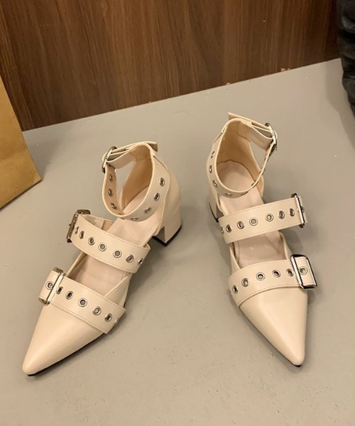 Teem Store(チームストア)の「ポインテッドトゥベルトストラップミュール(サンダル・レディース・ブラック/アイボリー・M/L)」の6枚目の写真