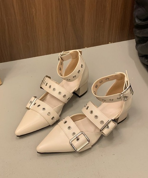 Teem Store(チームストア)の「ポインテッドトゥベルトストラップミュール(サンダル・レディース・ブラック/アイボリー・M/L)」の7枚目の写真