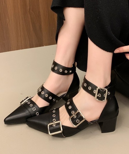 Teem Store(チームストア)の「ポインテッドトゥベルトストラップミュール(サンダル・レディース・ブラック/アイボリー・M/L)」の14枚目の写真