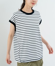 【SABUROKU】 ボーダー フレンチスリーブ Tシャツ