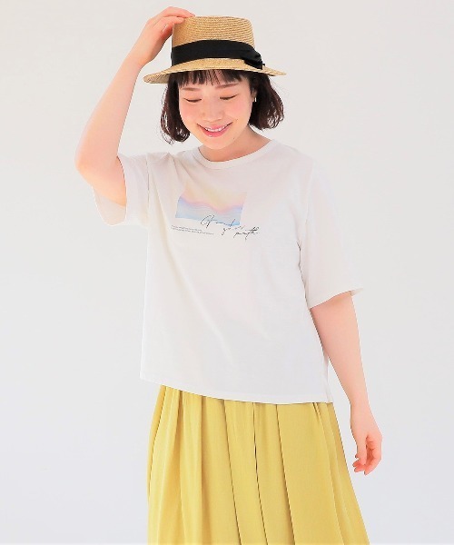 MB mint breeze(エムビーミントブリーズ)の「【L~5L 大きいサイズ】コットン天竺グラフィックTシャツ 半袖 春夏(Tシャツ/カットソー・レディース・オレンジ/オフホワイト/グレー・3L/4L/5L/LL/L)」の4枚目の写真