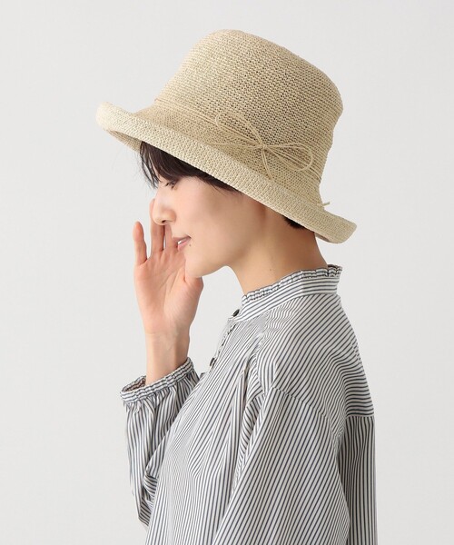 Afternoon Tea（アフタヌーンティー）の「細編みツバ広UVハット（ハット・レディース・ライトブラウン/ライトグリーン/アイボリー・ONE SIZE）」の4枚目の写真