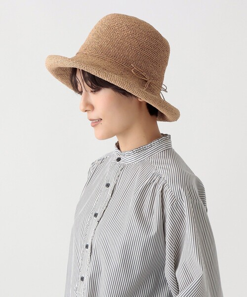 Afternoon Tea（アフタヌーンティー）の「細編みツバ広UVハット（ハット・レディース・ライトブラウン/ライトグリーン/アイボリー・ONE SIZE）」の6枚目の写真