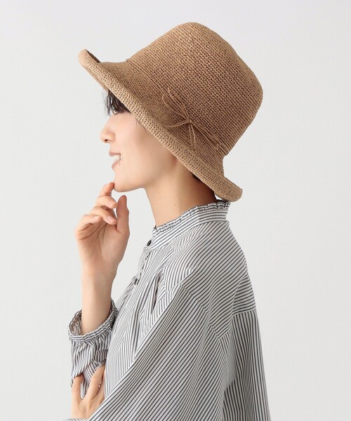 Afternoon Tea（アフタヌーンティー）の「細編みツバ広UVハット（ハット・レディース・ライトブラウン/ライトグリーン/アイボリー・ONE SIZE）」の7枚目の写真