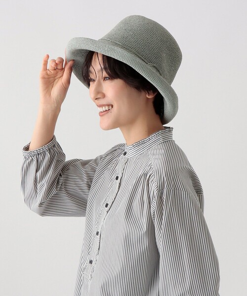 Afternoon Tea（アフタヌーンティー）の「細編みツバ広UVハット（ハット・レディース・ライトブラウン/ライトグリーン/アイボリー・ONE SIZE）」の8枚目の写真