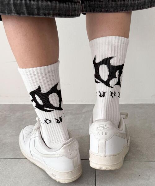 SHORT ROUND（ショートラウンド）の「SHORT ROUND/トライバルロゴソックス（ソックス/靴下・メンズ・ブラック/ホワイト/ライトグレー・FREE）」の5枚目の写真