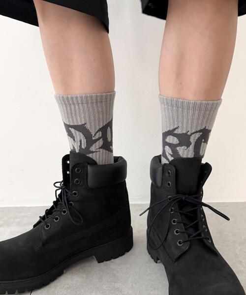 SHORT ROUND（ショートラウンド）の「SHORT ROUND/トライバルロゴソックス（ソックス/靴下・メンズ・ブラック/ホワイト/ライトグレー・FREE）」の8枚目の写真