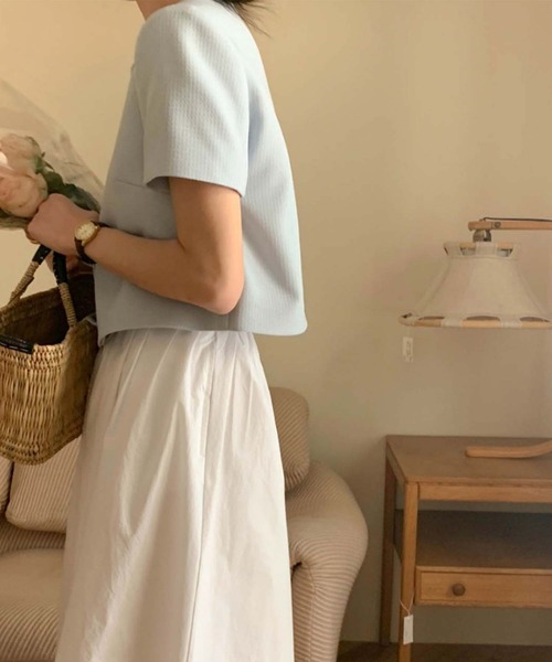 Doula Doula(ドゥーラドゥーラ)の「ラウンドネックハーフスリーブジャケット(ノーカラージャケット・レディース・ブラック/アイボリー/ブルー・FREE)」の15枚目の写真