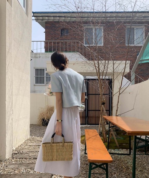 Doula Doula(ドゥーラドゥーラ)の「ラウンドネックハーフスリーブジャケット(ノーカラージャケット・レディース・ブラック/アイボリー/ブルー・FREE)」の20枚目の写真