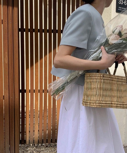 Doula Doula(ドゥーラドゥーラ)の「ラウンドネックハーフスリーブジャケット(ノーカラージャケット・レディース・ブラック/アイボリー/ブルー・FREE)」の21枚目の写真