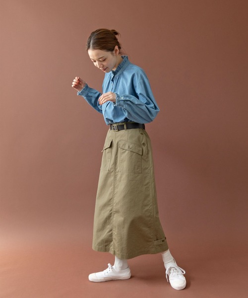 PAR ICI（パーリッシィ）の「オーガニックツイル ワークロングスカート（スカート・レディース・アイボリー/カーキ/ブラック・FREE）」の4枚目の写真